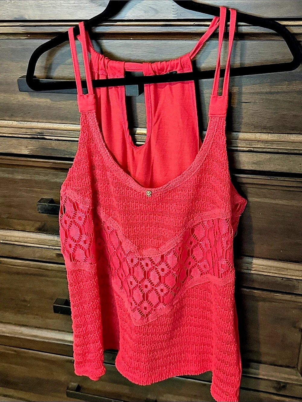 Lace Crochet Tank Top Pink Size 1X